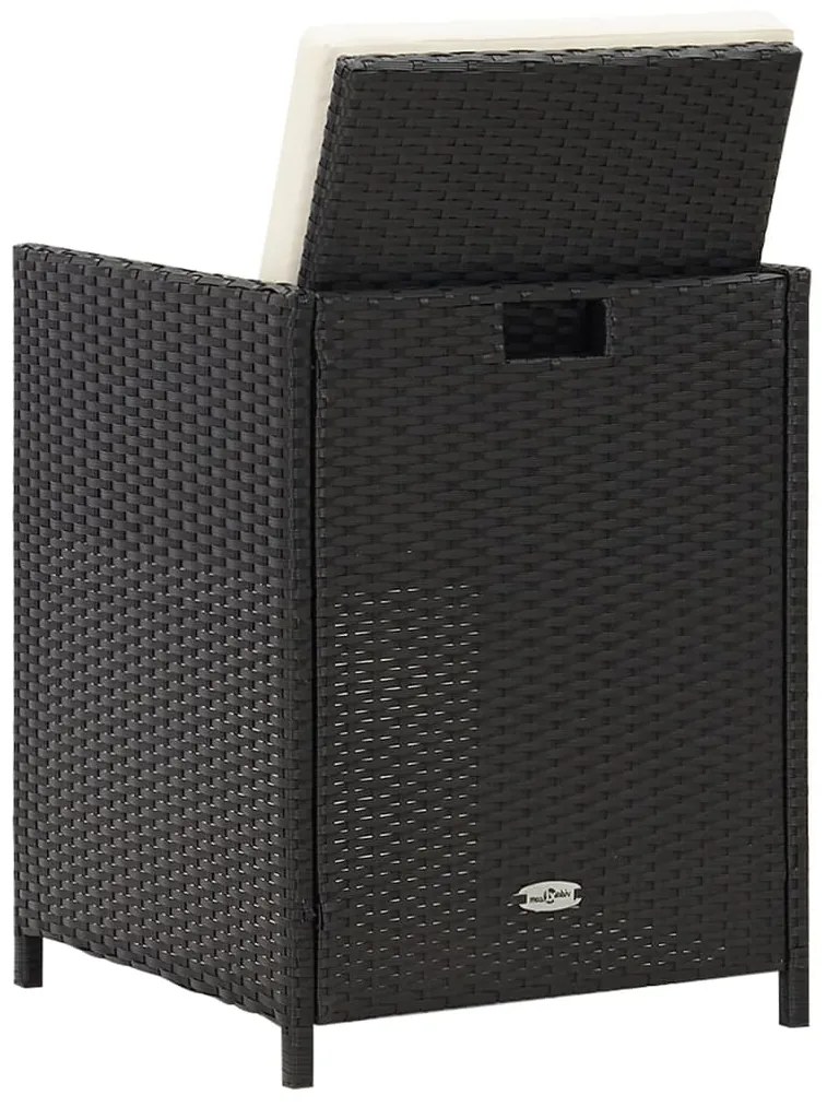 vidaXL Καρέκλα Κήπου 4 τεμ. Μαύρες Συνθ. Ρατάν με Μαξιλάρια