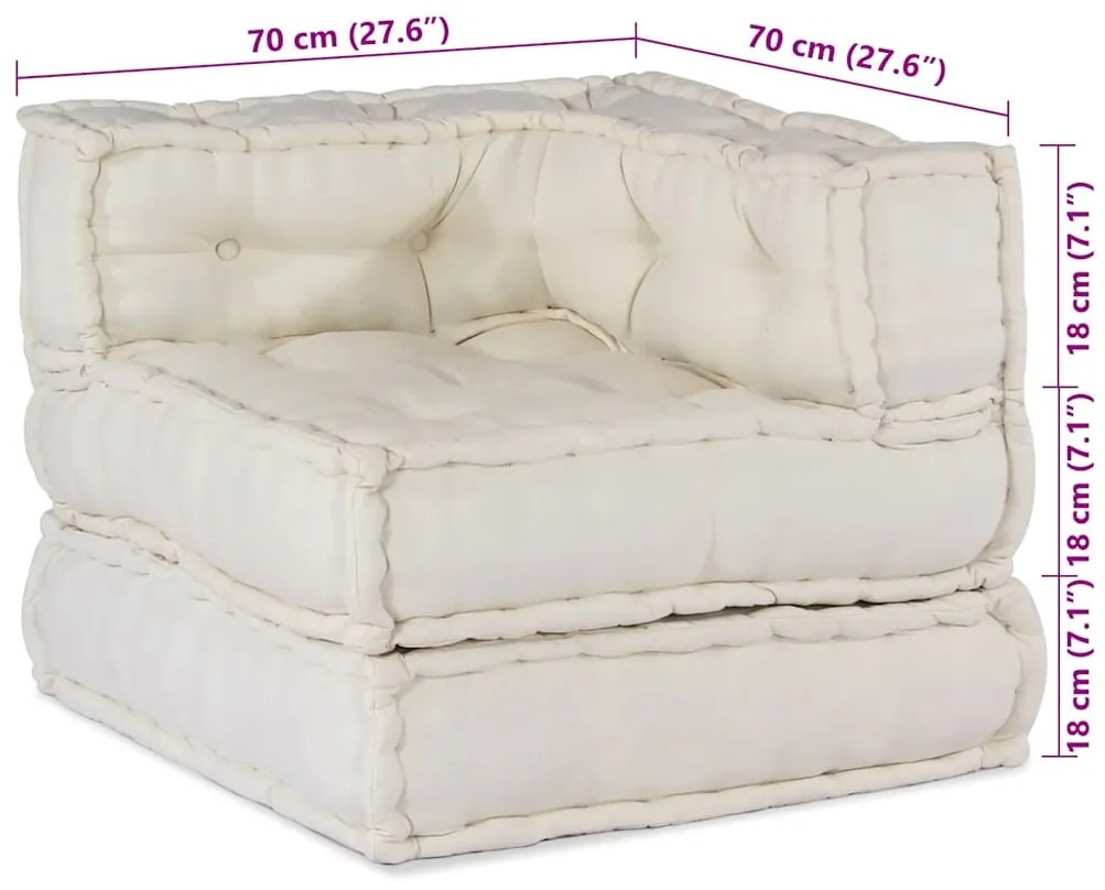 Modular Pouffe Cream 70x70x54 ύφασμα - Κρεμ