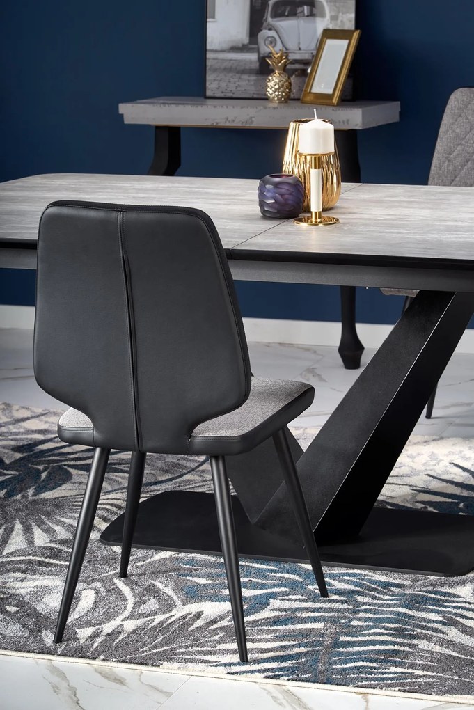 VINSTON extension table, color: top - dark grey / black, legs - black DIOMMI V-CH-VINSTON-ST