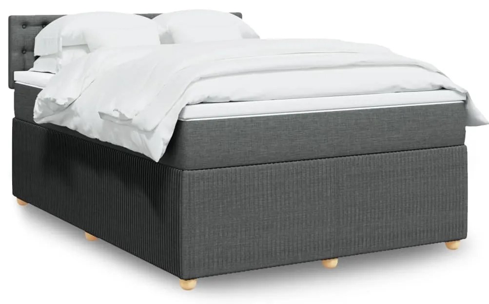 Κρεβάτι Boxspring με Στρώμα Σκούρο Γκρι 160x200 εκ Υφασμάτινο