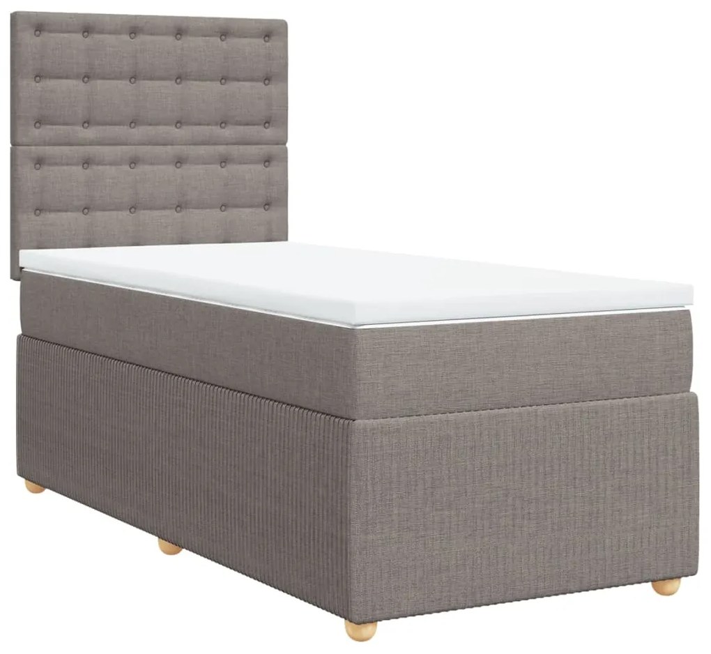 vidaXL Κρεβάτι Boxspring με Στρώμα Taupe 90x190 εκ.Υφασμάτινο