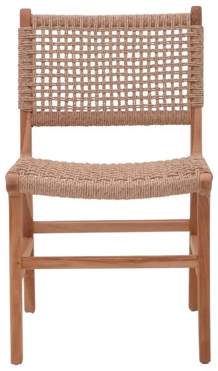 Καρέκλα Sponze σκελετός teak ξύλο με σχοινί σε φυσική απόχρωση 50x58x85εκ 50x58.5x85 εκ.