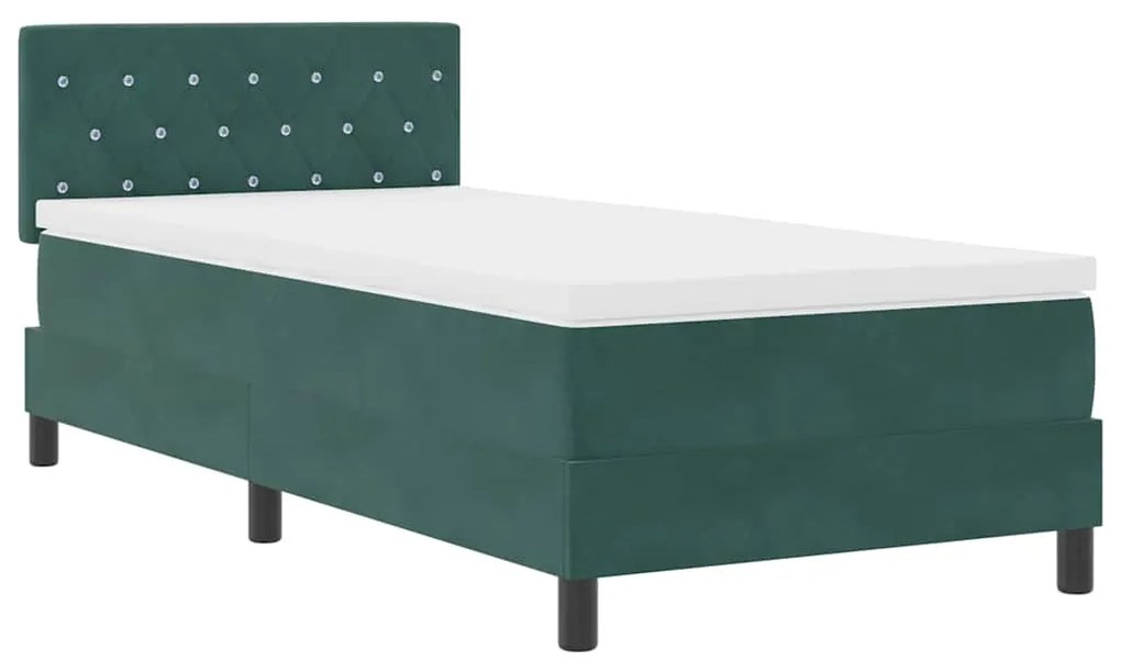 vidaXL Κρεβάτι με ελατήρια Σκούρο πράσινο 100 x 200 cm Βελούδο