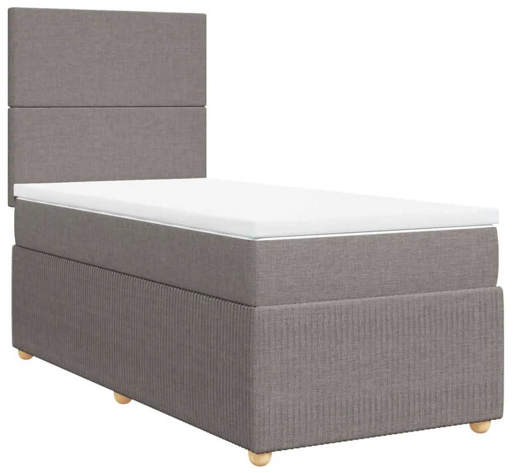 vidaXL Κρεβάτι Boxspring με Στρώμα Taupe 90x190 εκ.Υφασμάτινο