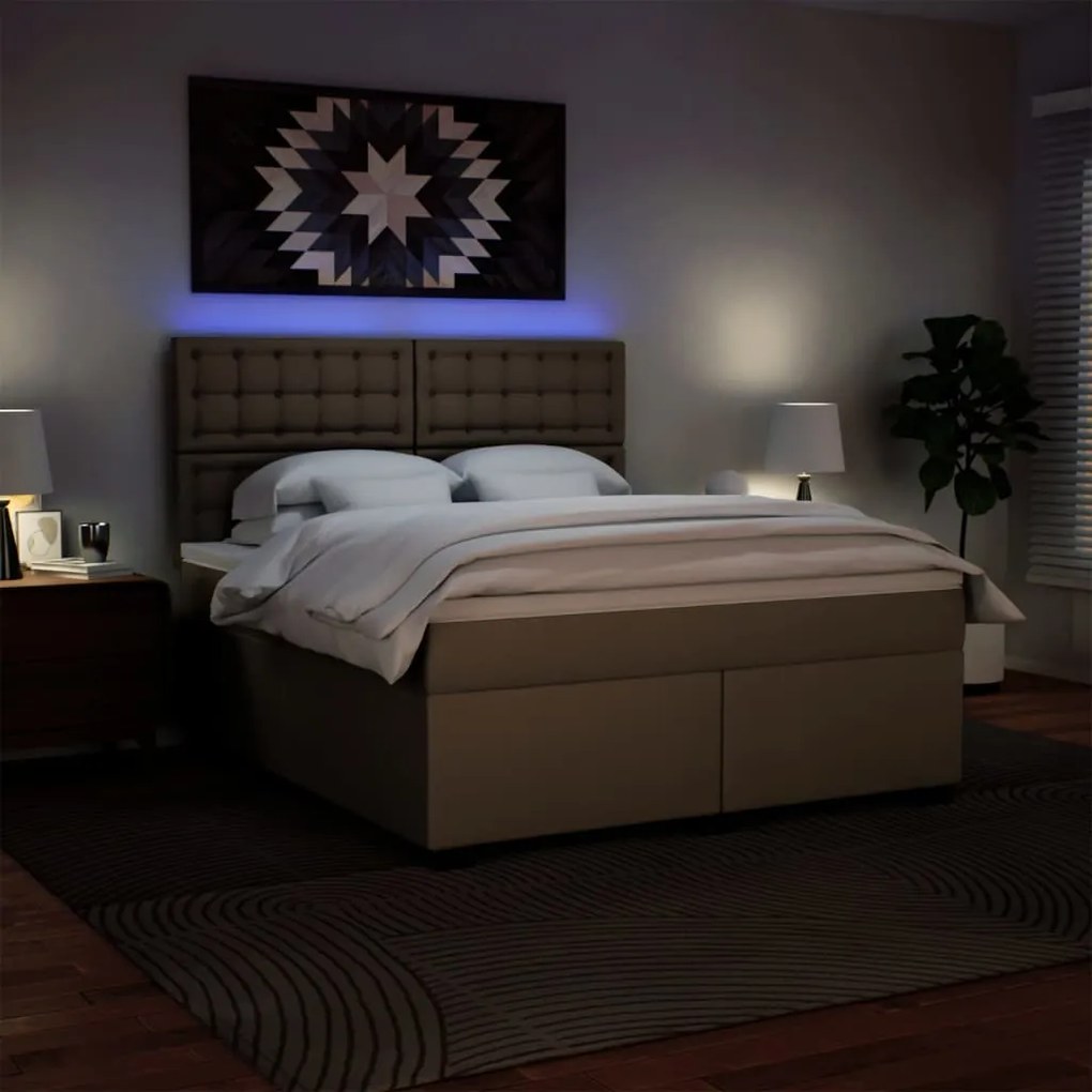 vidaXL Κρεβάτι Boxspring με Στρώμα Καπουτσίνο 180x200 εκ. Συνθ. Δέρμα