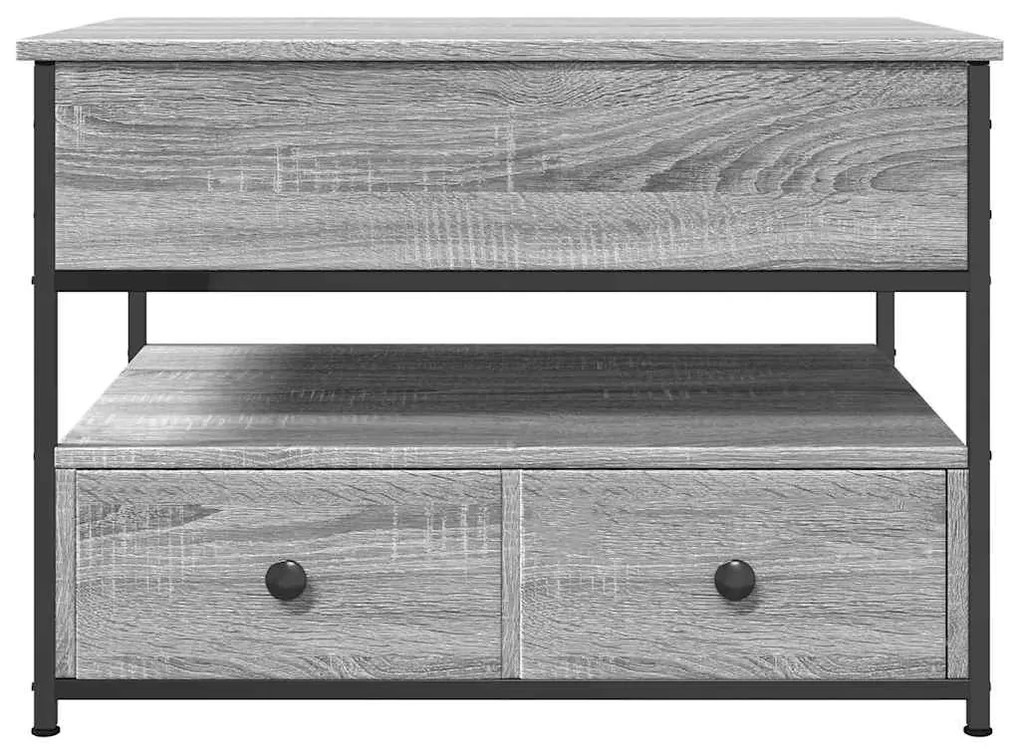 vidaXL Τραπεζάκι Σαλονιού Γκρι Sonoma 70x50x50 εκ. Επεξ. Ξύλο/Μέταλλο