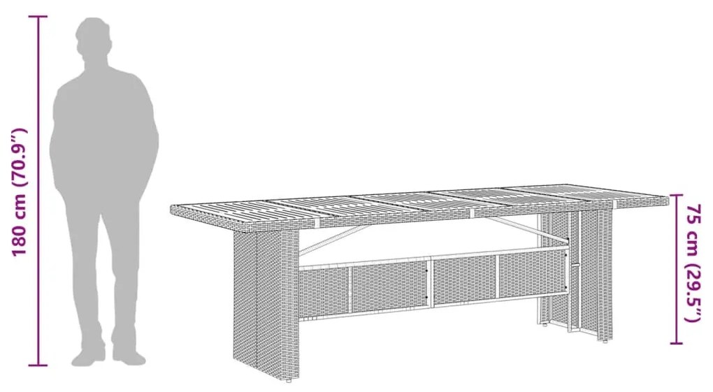 ΤΡΑΠΕΖΙ ΚΗΠΟΥ ΕΠΙΦΑΝΕΙΑ ΑΚΑΚΙΑΣ ΜΑΥΡΟ 240X90X75 ΕΚ ΣΥΝΘ ΡΑΤΑΝ 365595