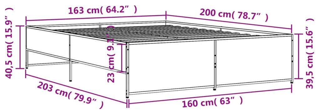 ΠΛΑΙΣΙΟ ΚΡΕΒΑΤΙΟΥ ΚΑΦΕ ΔΡΥΣ 160X200 ΕΚ. ΕΠΕΞ. ΞΥΛΟ &amp; ΜΕΤΑΛΛΟ 3279881