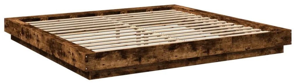 vidaXL Πλαίσιο Κρεβατιού Καπνιστή Δρυς 200x200 εκ. Επεξεργασμένο Ξύλο