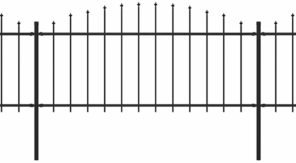 vidaXL Φράχτης Κήπου με Κορυφή Δόρυ Μαύρος Ατσάλινος 1426 x 75 εκ.