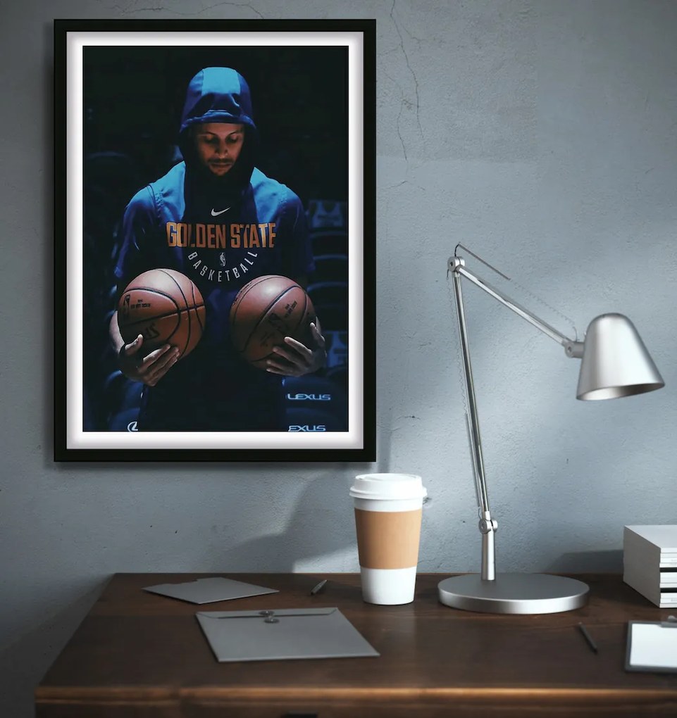 Πόστερ &amp; Κάδρο Stephen Curry SNK206 30x40cm Μαύρο Ξύλινο Κάδρο (με πόστερ)