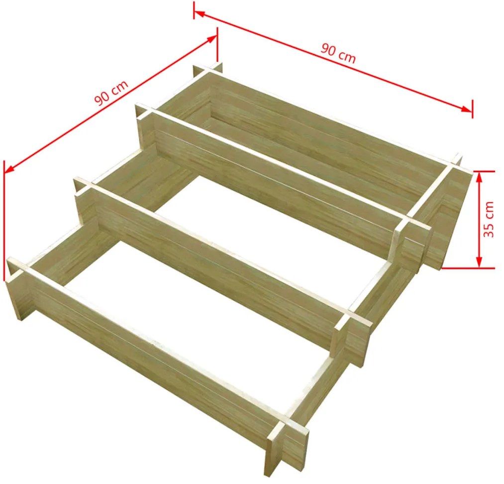 vidaXL Ζαρντινιέρα 3 Επιπέδων 90 x 90 x 35 εκ. από Εμποτισμένο Ξύλο