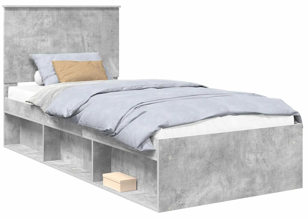 vidaXL Σκελετός Κρεβατιού Σκυρόδεμα 90 x 200 cm Στερεά ξυλεία πεύκου