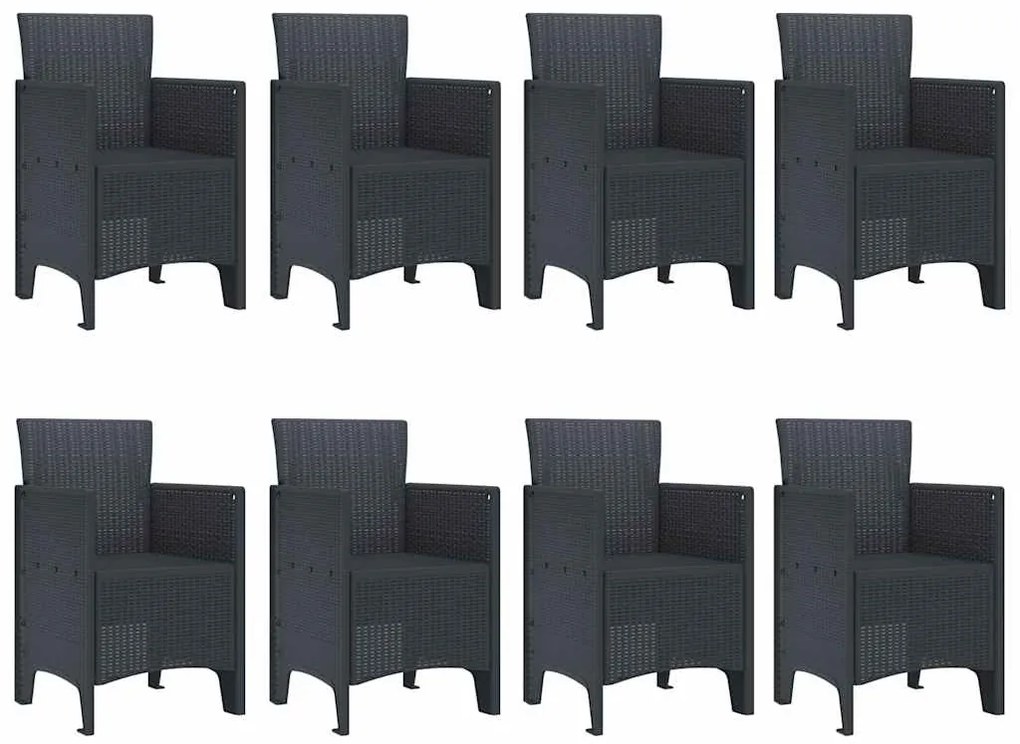 vidaXL Σέτ φαγητού για κήπο 9 pcs Ανθρακί Rattan Polt