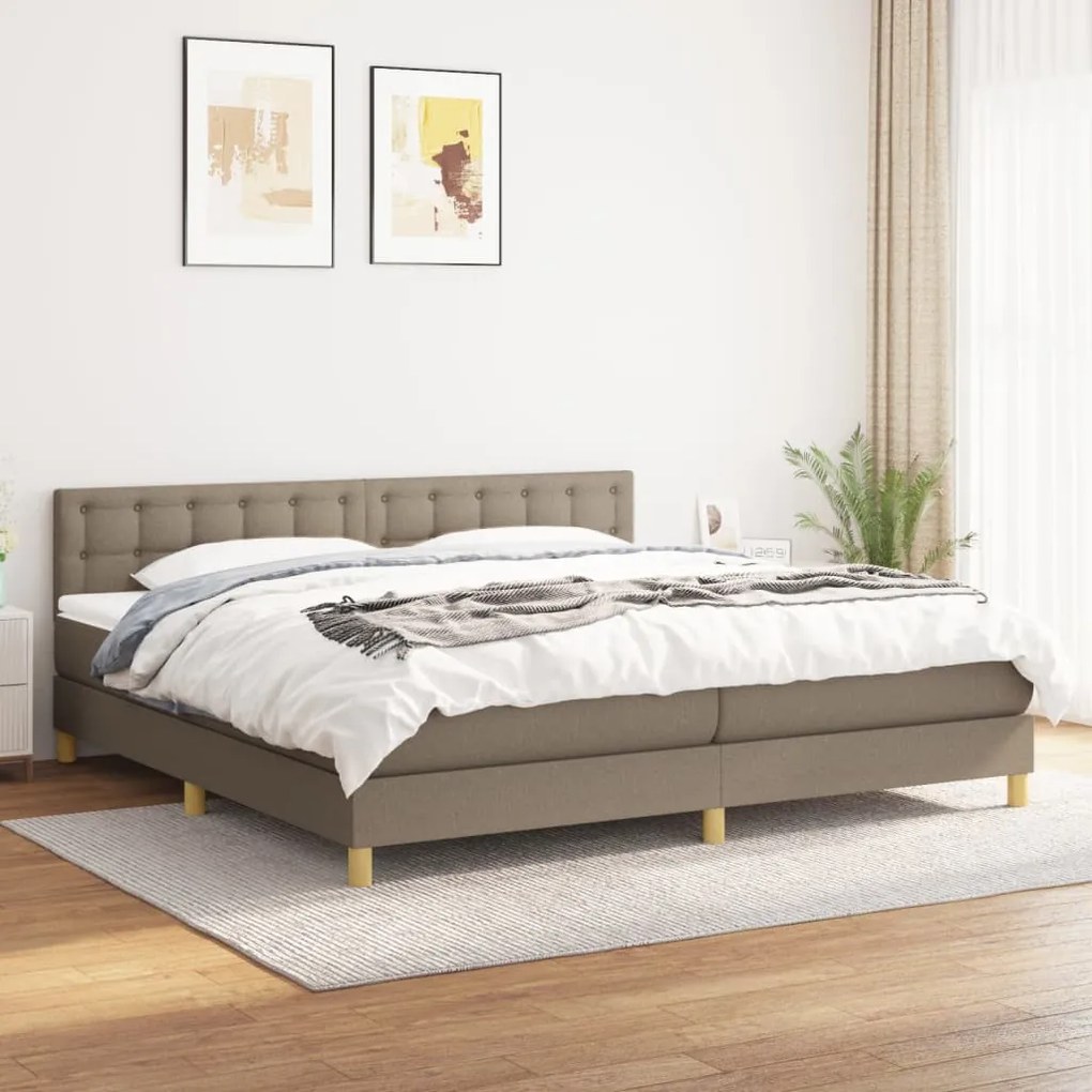 vidaXL Κρεβάτι Boxspring με Στρώμα Taupe 200x200 εκ. Υφασμάτινο