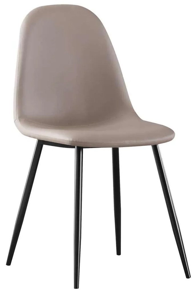 Celina Καρέκλα Μέταλλο Βαφή Μαύρο / Pvc Cappuccino . Διάσταση: 45x54x85cm (Σετ 4 ΤΕΜ)
