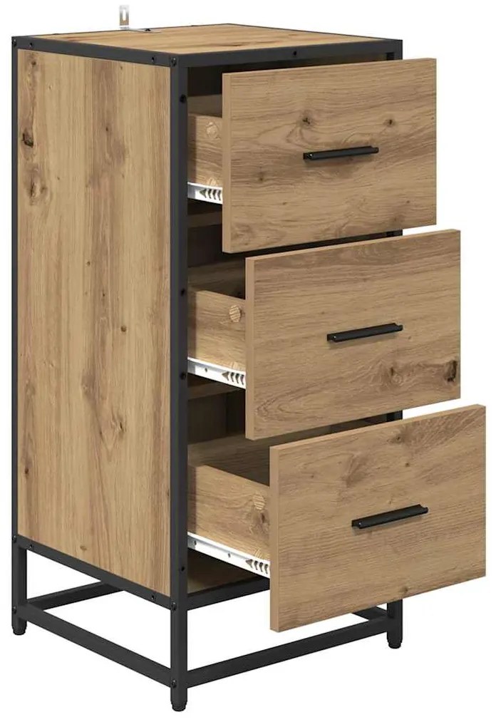 vidaXL Πλαϊνό γραφείο με συρτάρι artisan δρυς 35.5 x 35 x 76 εκ