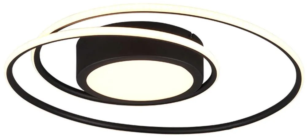 Φωτιστικό Οροφής - Πλαφονιέρα Yava 672310232 56W Led Φ60cm 7cm Black Mat Trio Lighting Metal