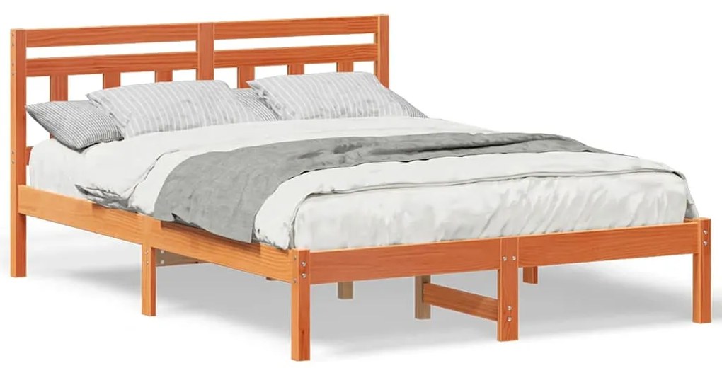 vidaXL Σκελετός Κρεβατιού Καφέ 120 x 190 cm Στερεά ξυλεία πεύκου
