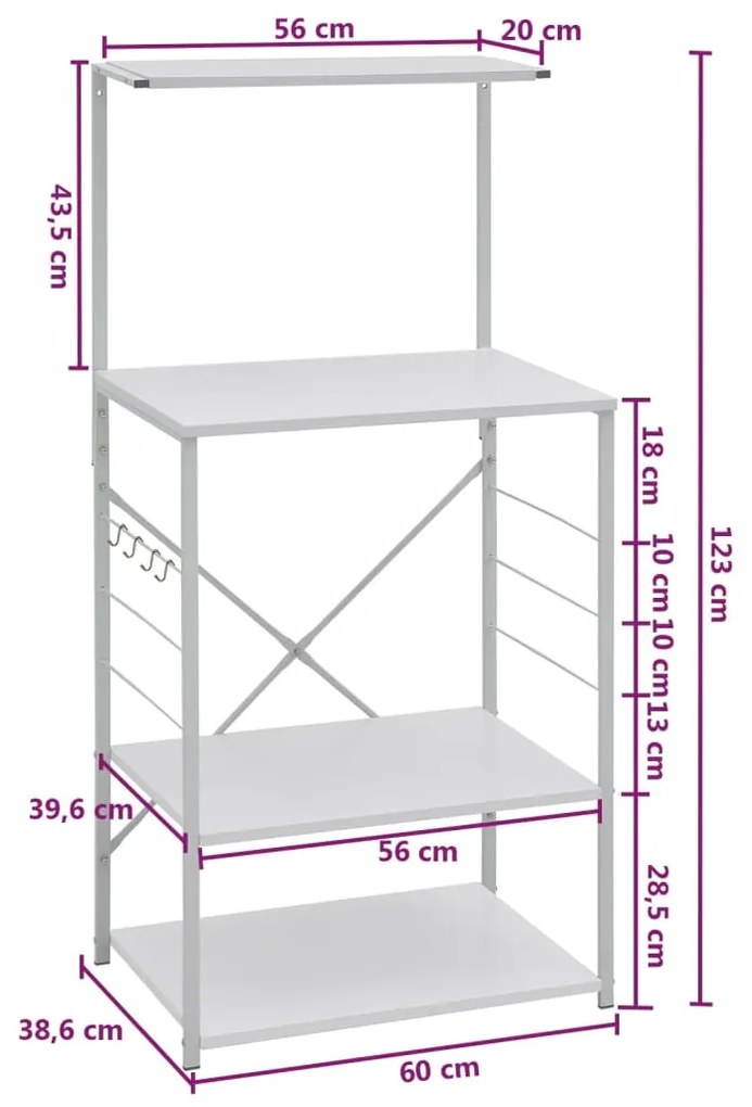 Ντουλάπι Φούρνου Μικροκυμάτων Λευκό 60x39,6x123 εκ. Επεξ. Ξύλο - Λευκό