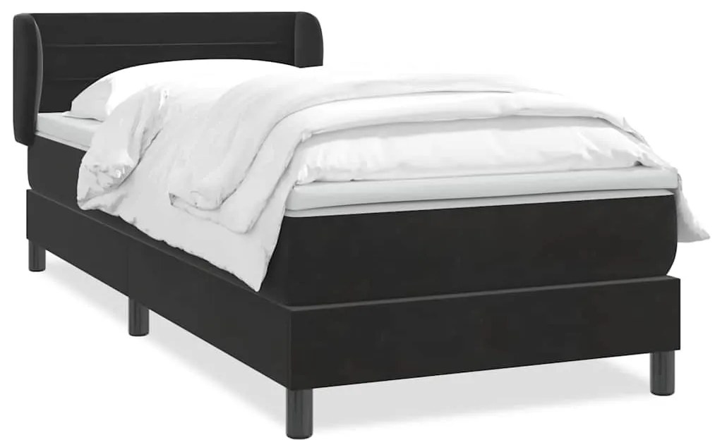 vidaXL Κρεβάτι Boxspring με Στρώμα Μαύρο 90x210 εκ. Βελούδινο