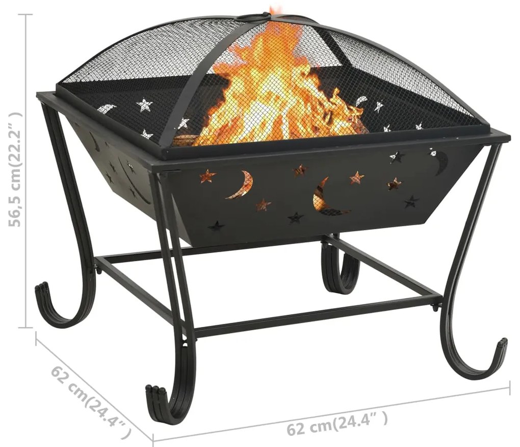 311893  FIRE PIT WITH POKER 62 CM XXL STEEL 311893