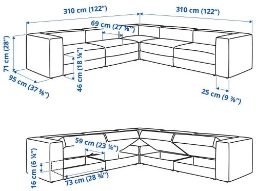 JÄTTEBO πολυμορφικός 6θέσιος γωνιακός καναπές 294.852.47