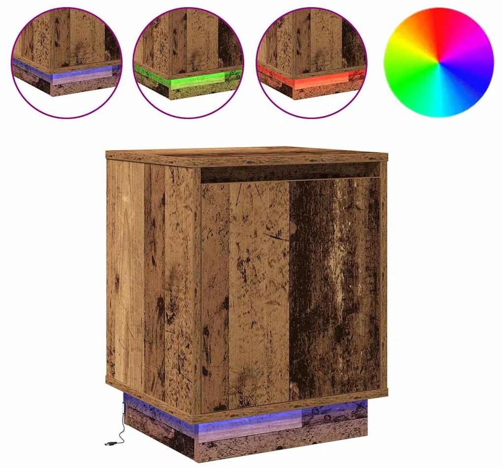 vidaXL Κομοδίνο με 2 pcs Παλαιό ξύλο 39 x 34.5 x 50 εκ.