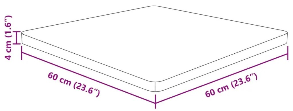 vidaXL Επιφάνεια Τραπεζιού Τετράγωνη 60x60x4 εκ. Μασίφ Ξύλο Δρυς