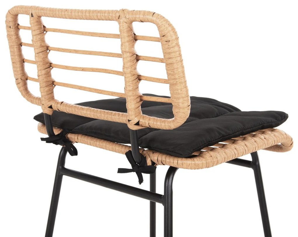 ΣΚΑΜΠΟ ΜΠΑΡ ΨΗΛΟ ALLEGRA  ΜΕΤΑΛΛΟ&amp;ΜΑΞΙΛΑΡΙ ΜΑΥΡΟ-WICKER ΜΠΕΖ 48x49x99,5Υεκ. 48x49x99.5 εκ.