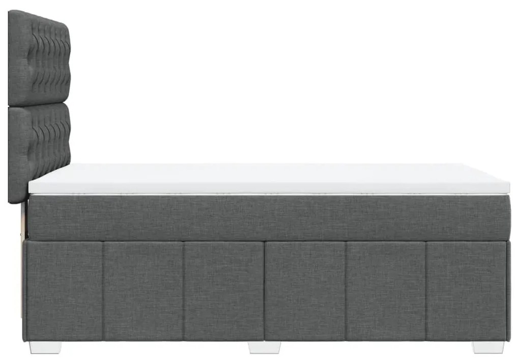 Κρεβάτι Boxspring με Στρώμα Σκούρο Γκρι 100x200 εκ. Υφασμάτινο - Γκρι