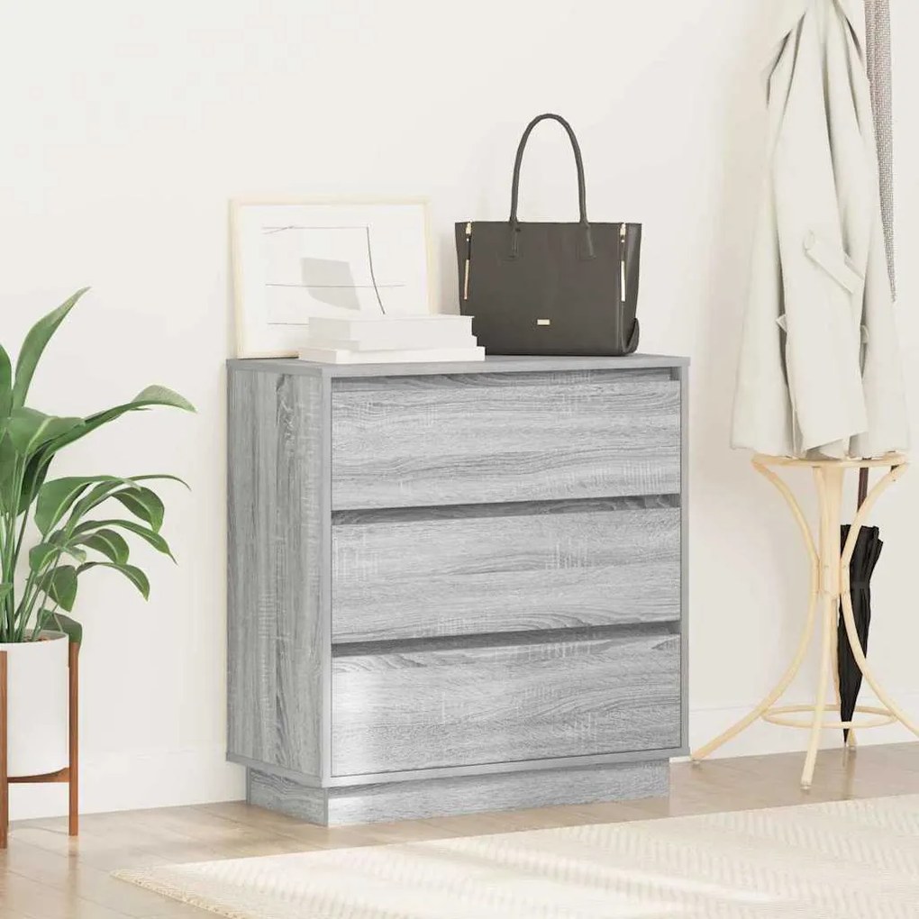 vidaXL Κομοδίνο με συρτάρι Γκρι 71 x 34.5 x 75 εκ. Επεξεργασμένο ξύλο