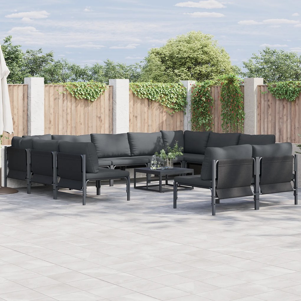 vidaXL Σετ Καναπέ Κήπου 12 pcs Ανθρακί Ατσάλι