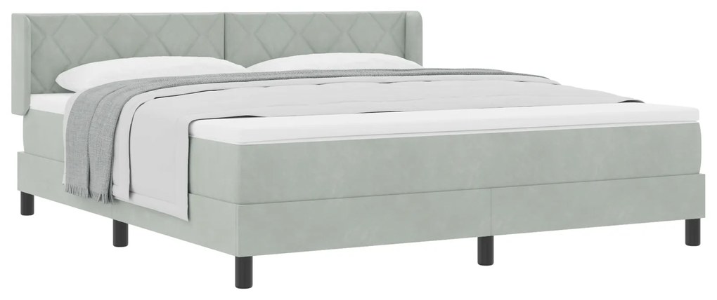 vidaXL Κρεβάτι Box Spring με στρώμα Ανοιχτό γκρι 180x200 εκ Βελούδο