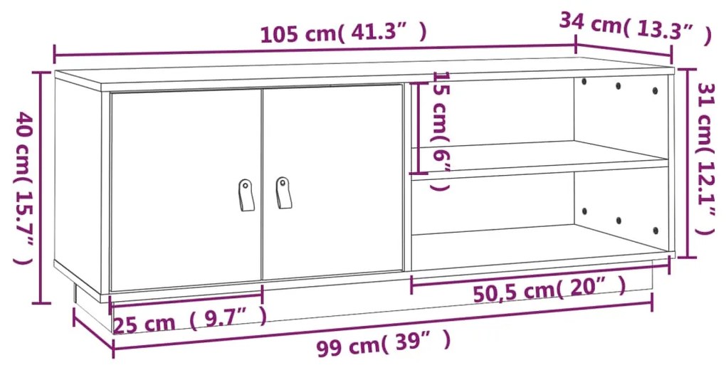 ΈΠΙΠΛΟ ΤΗΛΕΟΡΑΣΗΣ ΛΕΥΚΟ 105X34X40 ΕΚ. ΑΠΟ ΜΑΣΙΦ ΞΥΛΟ ΠΕΥΚΟΥ 818221