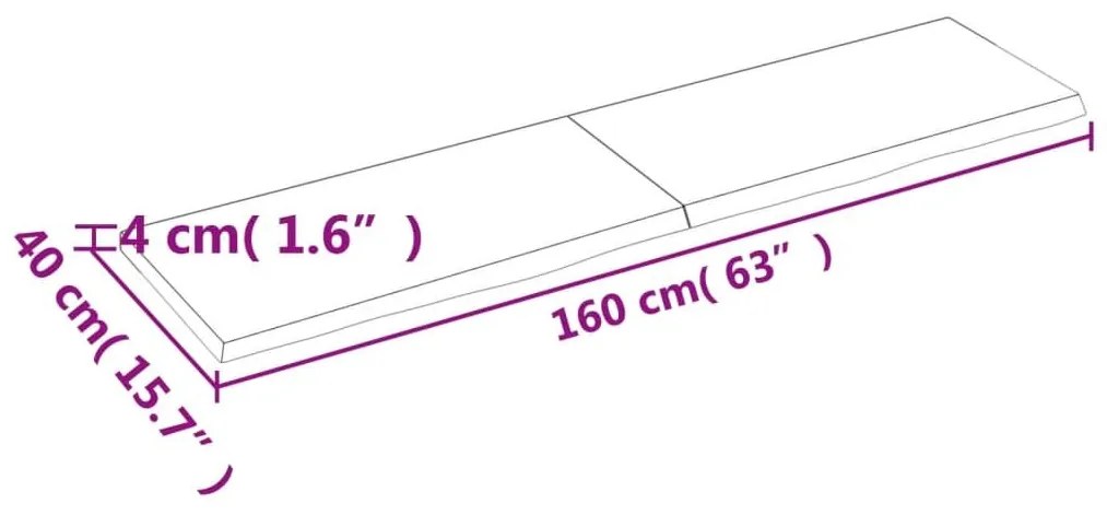 Πάγκος Μπάνιου Σκούρο Καφέ 160x40x(2-4) εκ. Επεξεργ. Μασίφ Ξύλο - Γκρι