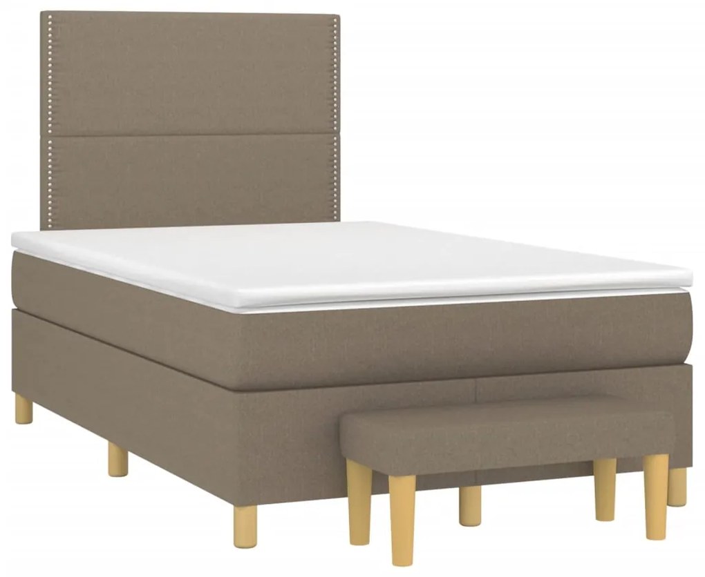 vidaXL Κρεβάτι Boxspring με Στρώμα Taupe 120x200 εκ. Υφασμάτινο