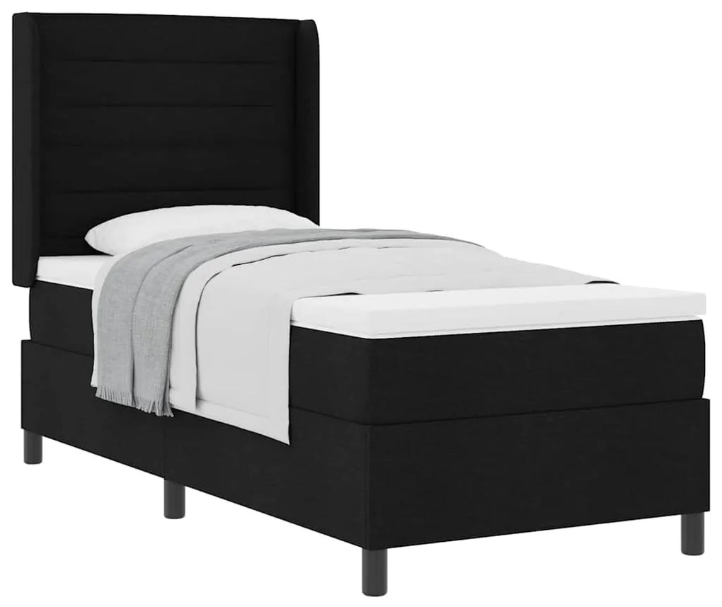 vidaXL Κρεβάτι με ελατήρια με στρώμα Μαύρο 100 x 200 cm ύφασμα