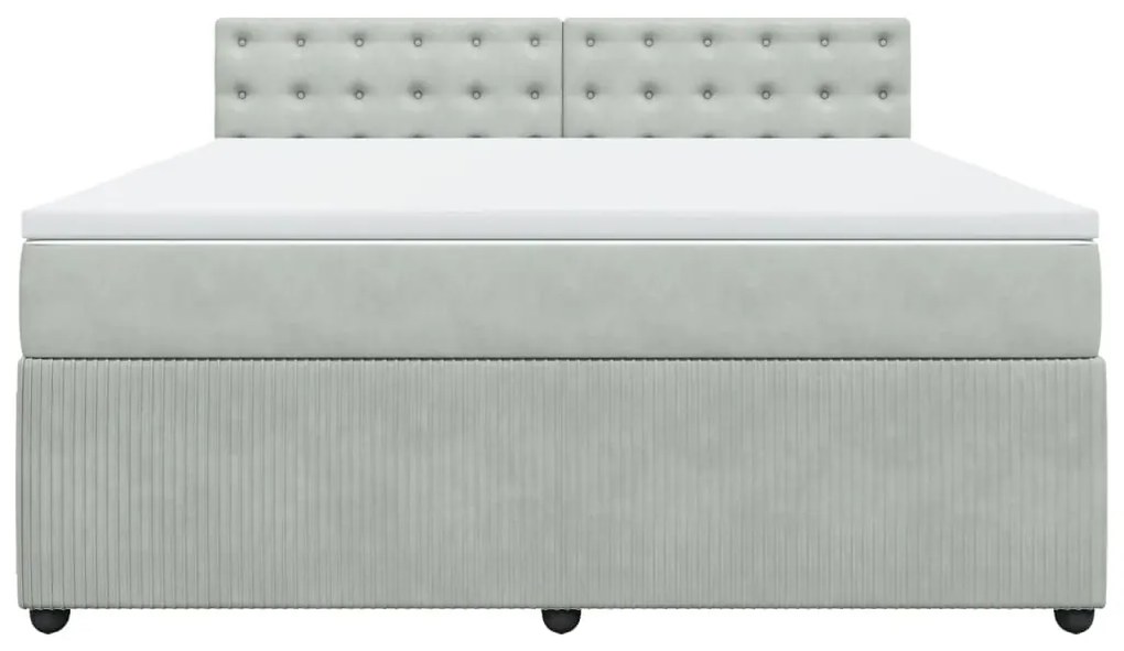 vidaXL Κρεβάτι Boxspring με Στρώμα Ανοιχτό Γκρι 180x200 εκ. Βελούδινο