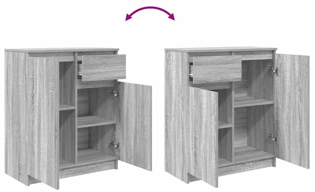 Συρταριέρα με Συρτάρια Γκρι Sonoma 71x35x84 εκ. από Επεξ. Ξύλο - Γκρι