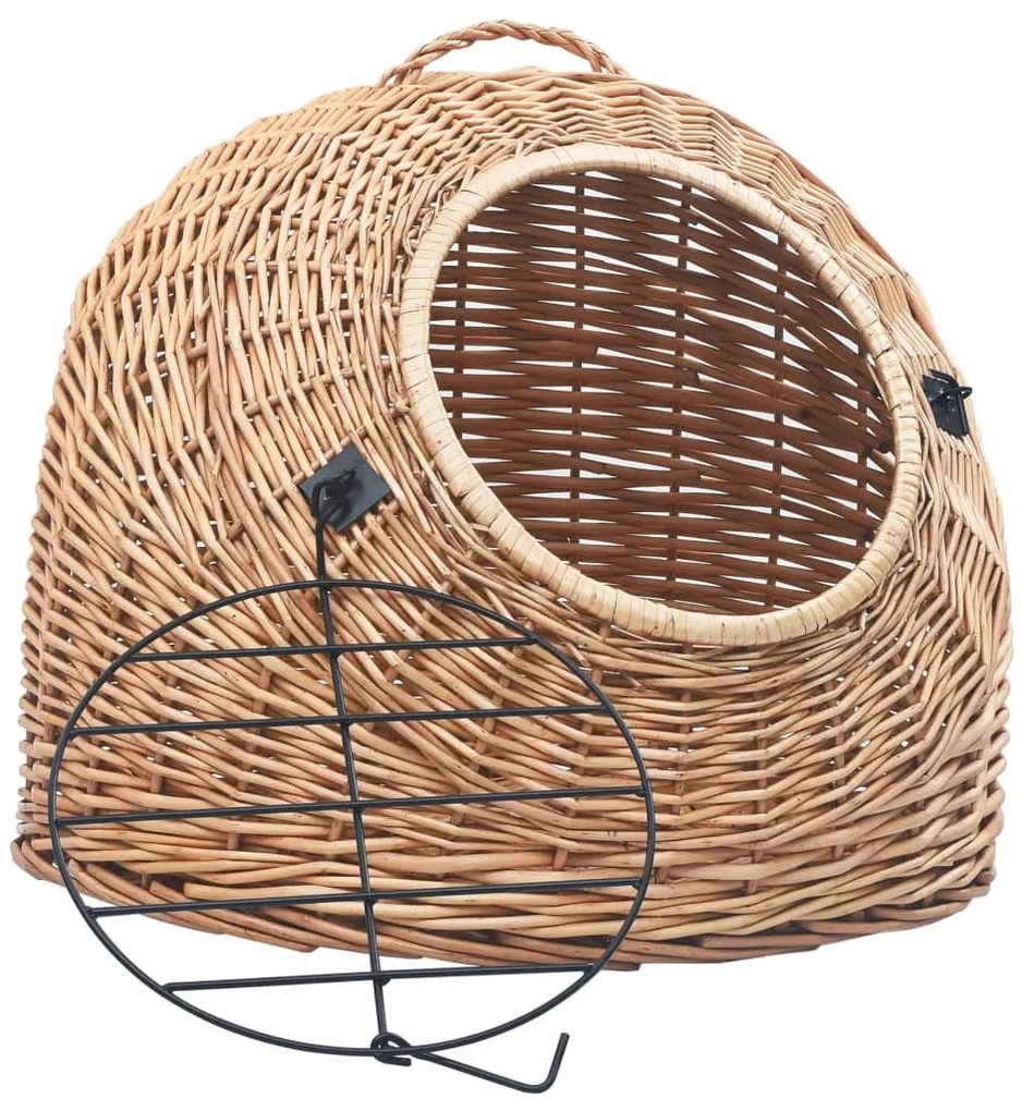 vidaXL Καλάθι Μεταφοράς Γάτας 45 x 35 x 35 εκ. από Φυσικό Ξύλο Ιτιάς