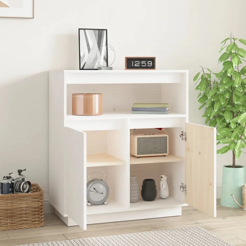 vidaXL Συρταριέρα Λευκή 70x34x80 εκ. από Μασίφ Ξύλο Πεύκου