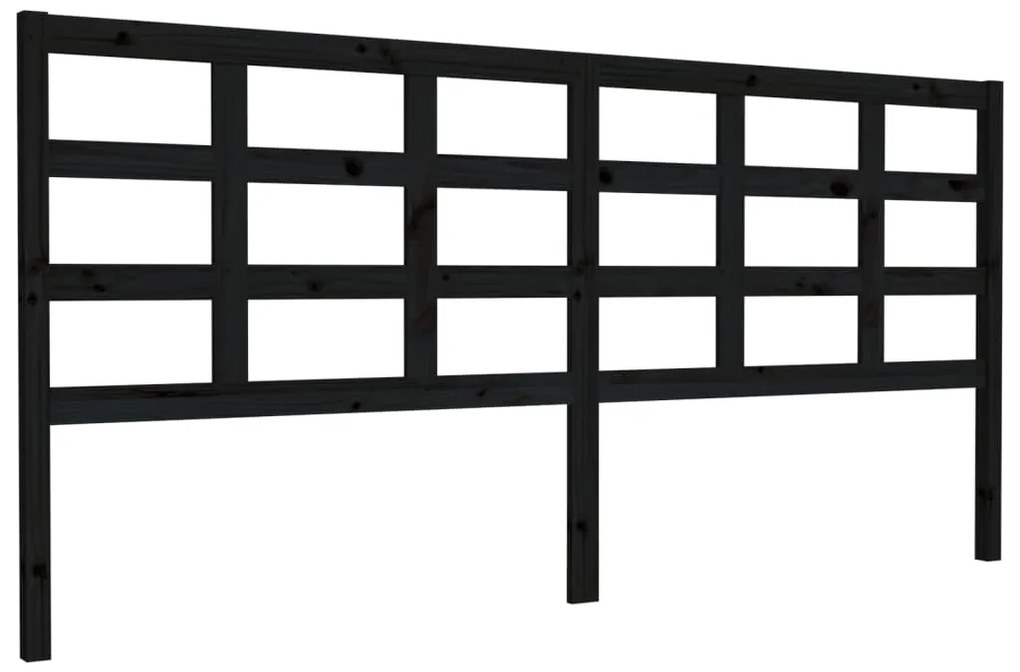 vidaXL Κεφαλάρι Κρεβατιού Μαύρο 205,5x4x100 εκ. Μασίφ Ξύλο Πεύκου