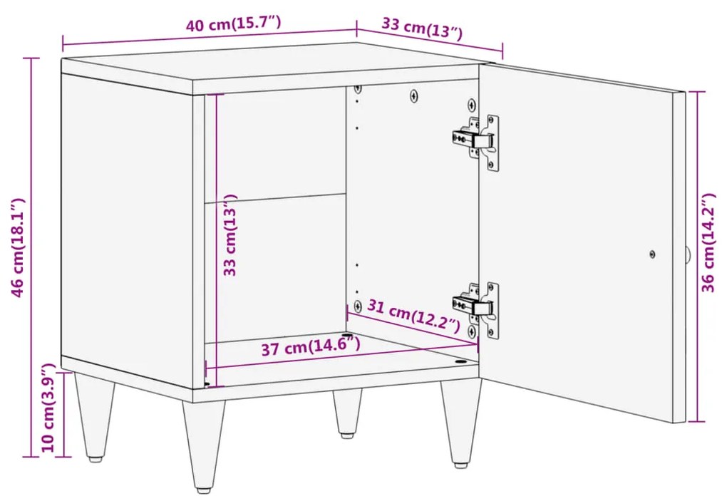 ΚΟΜΟΔΙΝΟ 40 X 33 X 46 ΕΚ. ΑΠΟ ΜΑΣΙΦ ΞΥΛΟ ΜΑΝΓΚΟ 358244