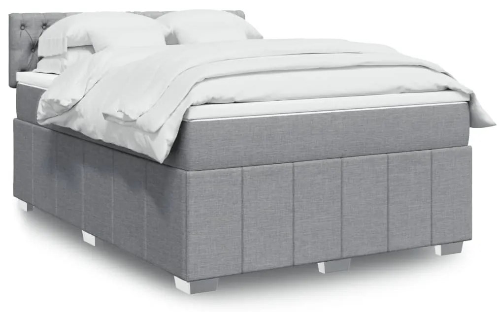 vidaXL Κρεβάτι Boxspring με Στρώμα Ανοιχτό Γκρι 140x200 εκ. Υφασμάτινο