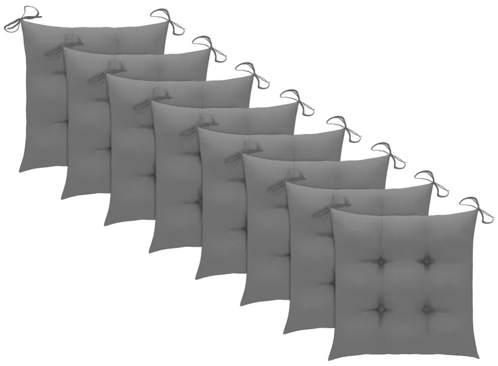 vidaXL Καρέκλες Εξ. Χώρου Πτυσσόμενες 8 τεμ. Ξύλο Ακακίας &amp; Μαξιλάρια