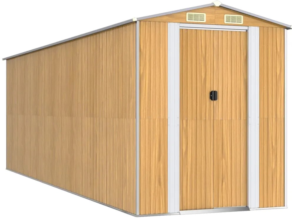 vidaXL Αποθήκη Κήπου Ανοιχτό καφέ 192x606x223 εκ. Γαλβανισμένο Ατσάλι