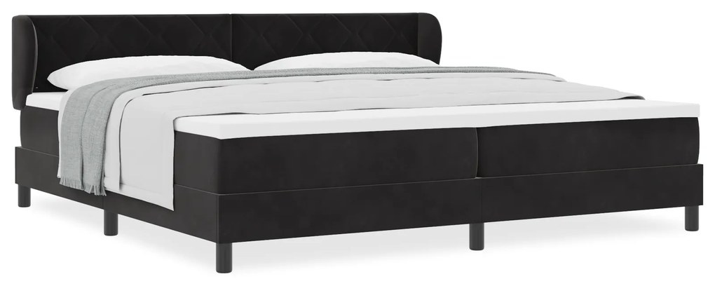 vidaXL Κρεβάτι Box Spring με Στρώμα Μαύρο 200x200 εκ. από Βελούδο