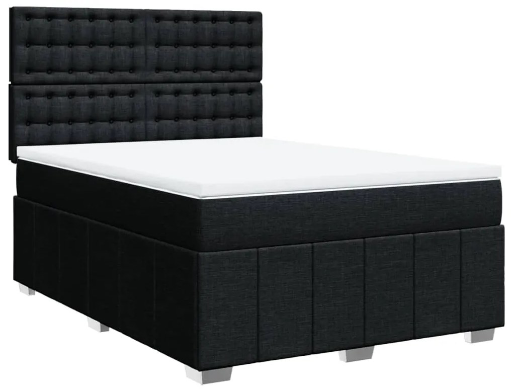 vidaXL Κρεβάτι Boxspring με Στρώμα Μαύρο 140x200 εκ. Υφασμάτινο