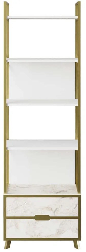 Ραφιέρα Δαπέδου Frida 788DEC4050 59,3x35,2x191cm Marble Effect White-Gold